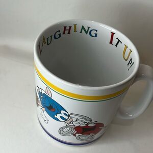 M&M Mug Laughing It Up Large 24 Ounce Ceramic White Red Blue Yellow Green Orange